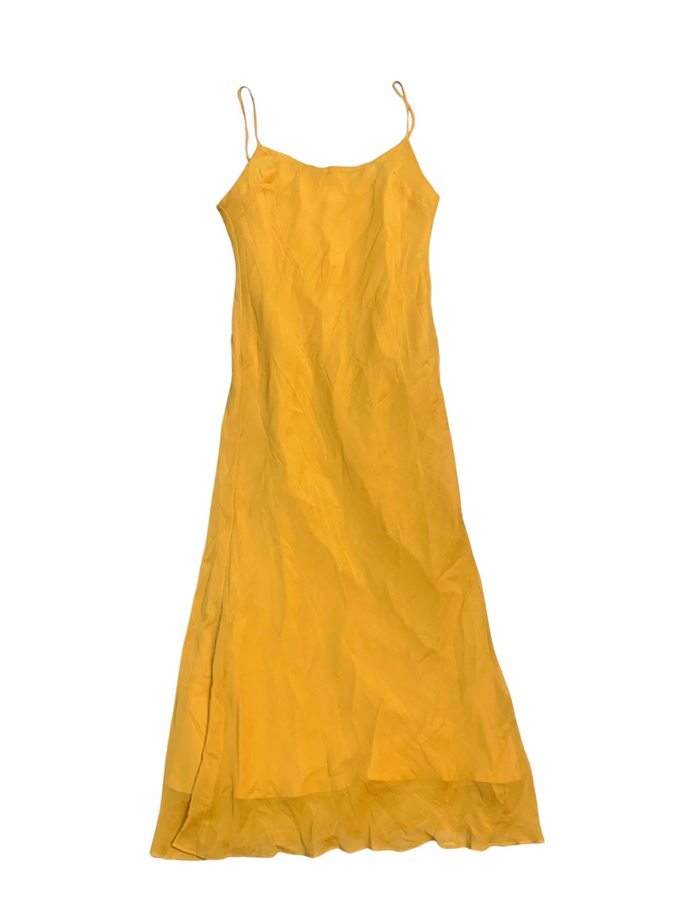 ASOS Chiffon Mustard Yellow Sleeveless Slip Maxi Long Dress Formal Minimal Chic
